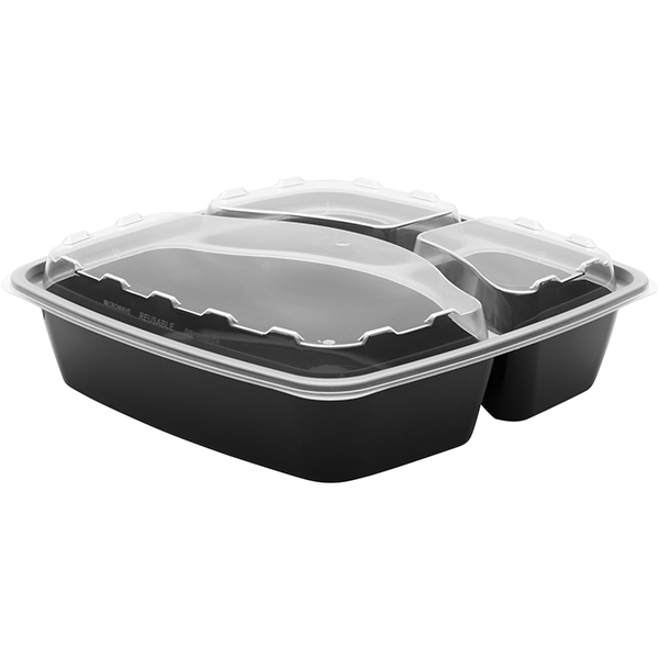 Snap Pak 48 oz 3 Compartment Meal Prep / Food Storage Container